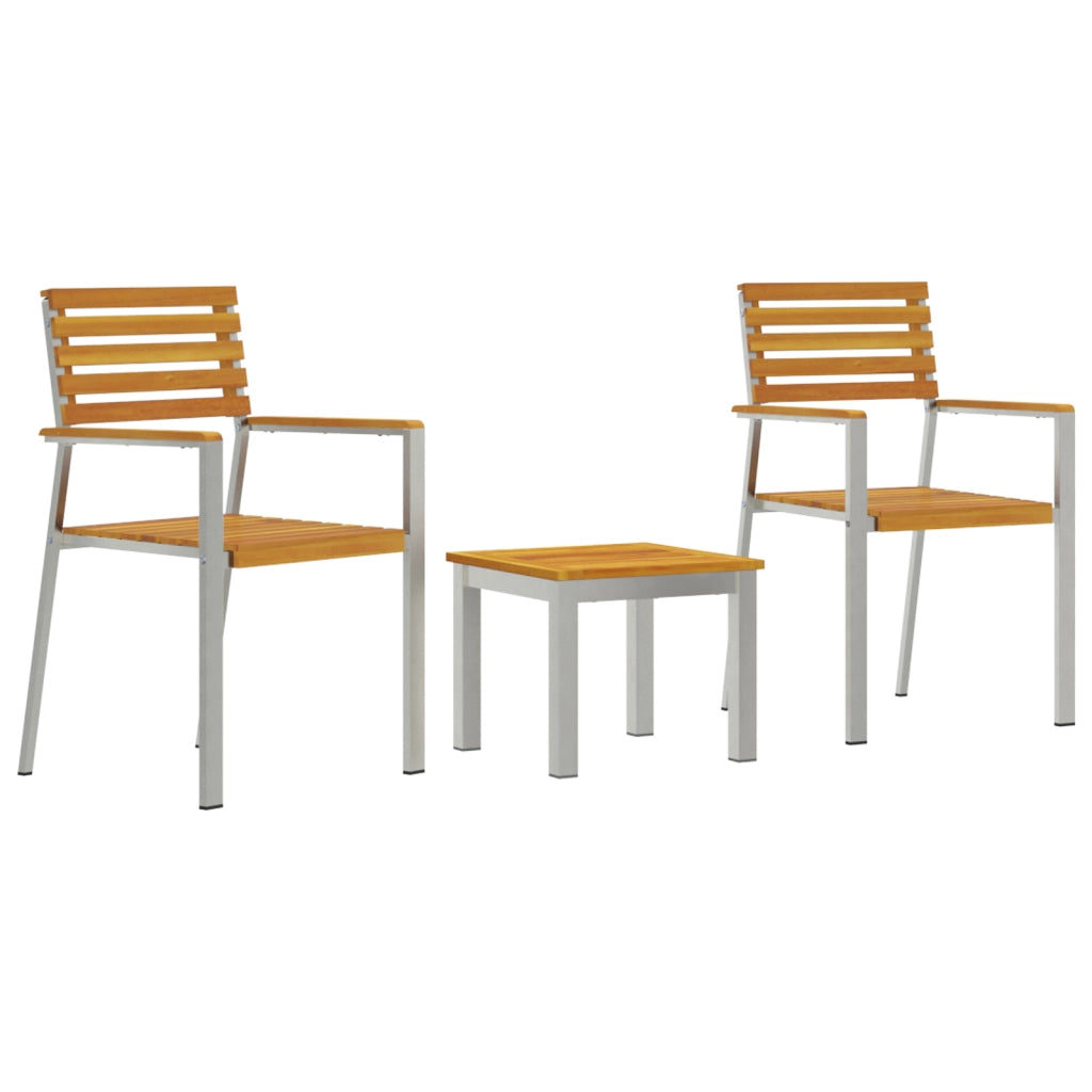 Set da Pranzo per Giardino  3 Pezzi Legno Massello di Acacia