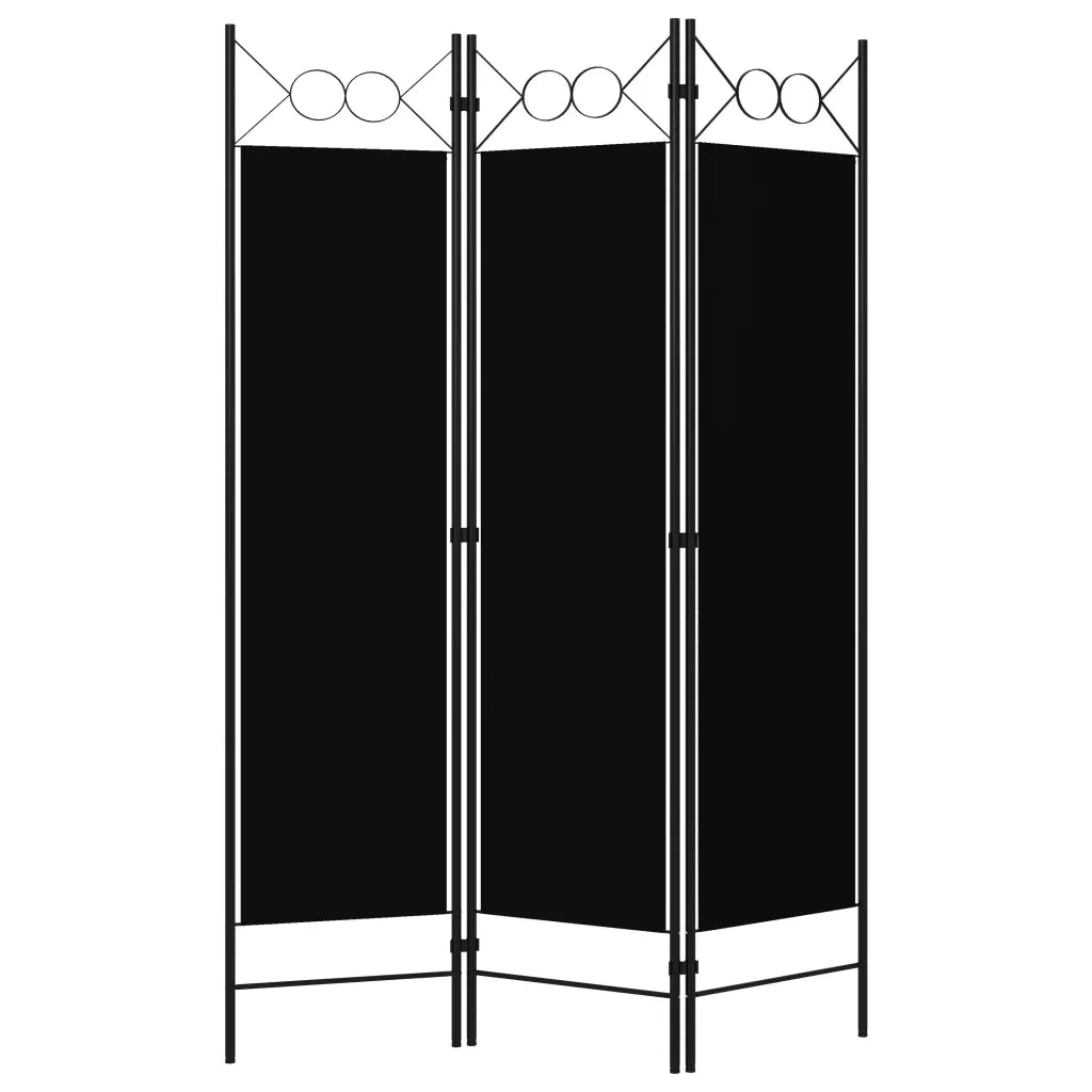 Paravento a 3 Pannelli Nero 120x180 cm 320702