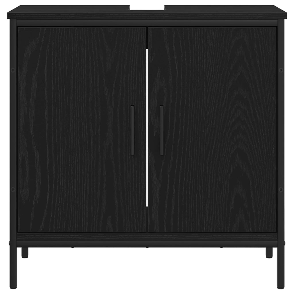 Set Mobili Bagno 4 Pezzi Quercia Nera Legno Ingegnerizzato