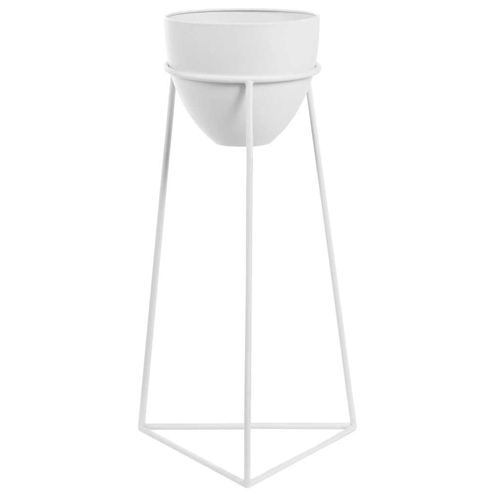 Portavaso Portapiante da Interno in Ferro Bianco 30 x 28 x 58 cm Stile Moderno