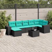 Set Divani da Giardino 8 pz con Cuscini Nero in Polyrattan 3222886