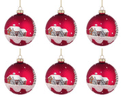 Palle di Natale in Vetro Rossa Decorazione Casa con Neve Palline Addobbi Albero Diametro: 80 mm