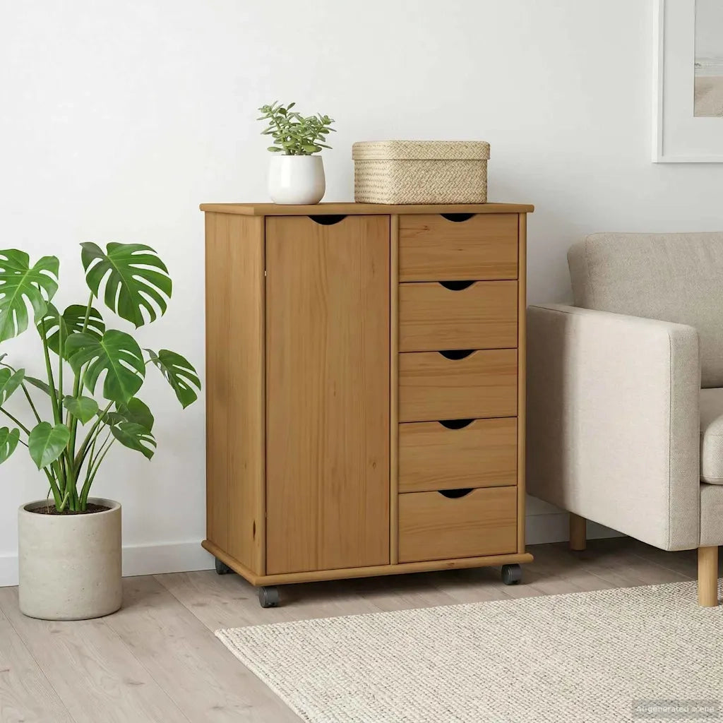 Mobile con Ruote con ruota Marrone miele 63,5 x 39 x 79 cm 42028360