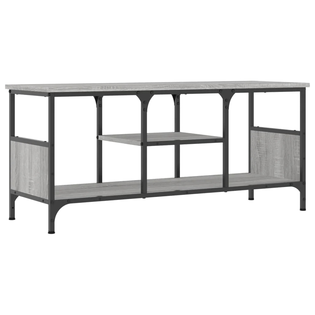 Mobile TV multimediale mensola TV credenza TV sala da pranzo soggiorno camera da letto Sonoma 100 x 35 x 45 cm legno ingegnerizzato e ferro grigio 02_0028335