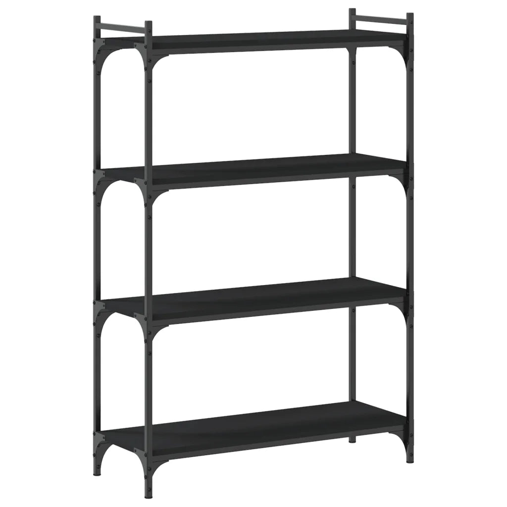 Libreria a 4 Ripiani Nera 80x30x120 cm in Legno Multistrato 837672
