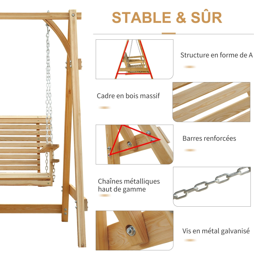 Amaca da Giardino 2 Posti ¨C Minimal ¨C Legno di Larice 180x120x185 cm