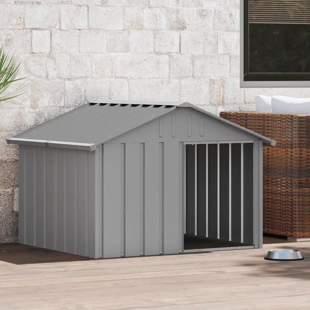 Casetta per Cani grigio 116,5x103x81,5 cm Acciaio Zincatocod mxl 119143