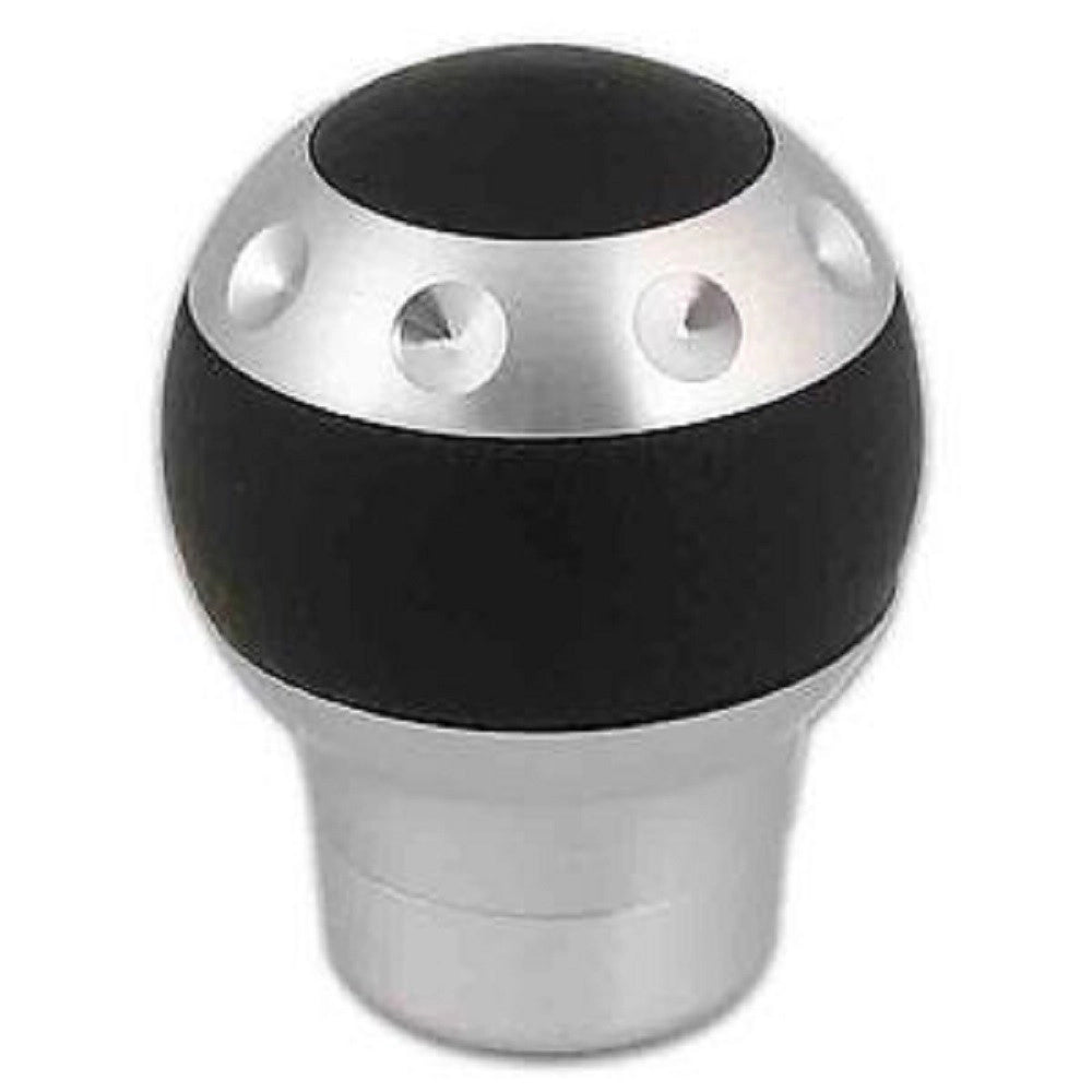 Trade Shop - Pomello Leva Cambio Alluminio Spazzolato Pelle Attacco Universale Tuning Per Auto -