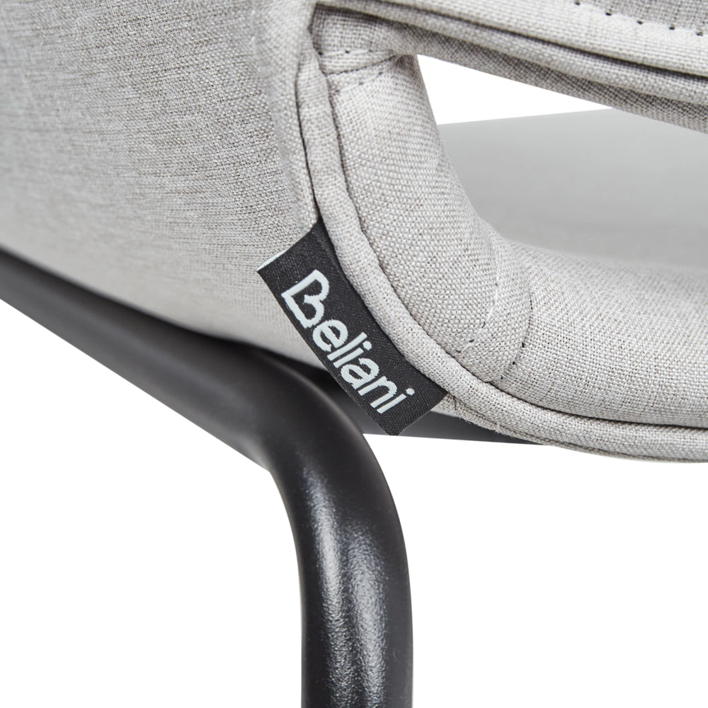 Set di 2 sedie da pranzo con rivestimento in poliestere grigio chiaro con gambe in metallo stile elegante