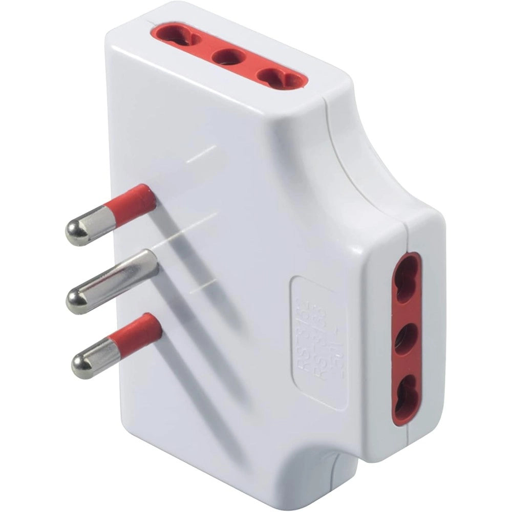 Rosi adattatore triplo bianco con spina da 16a e 3 biprese da 2p+t 16a 250v