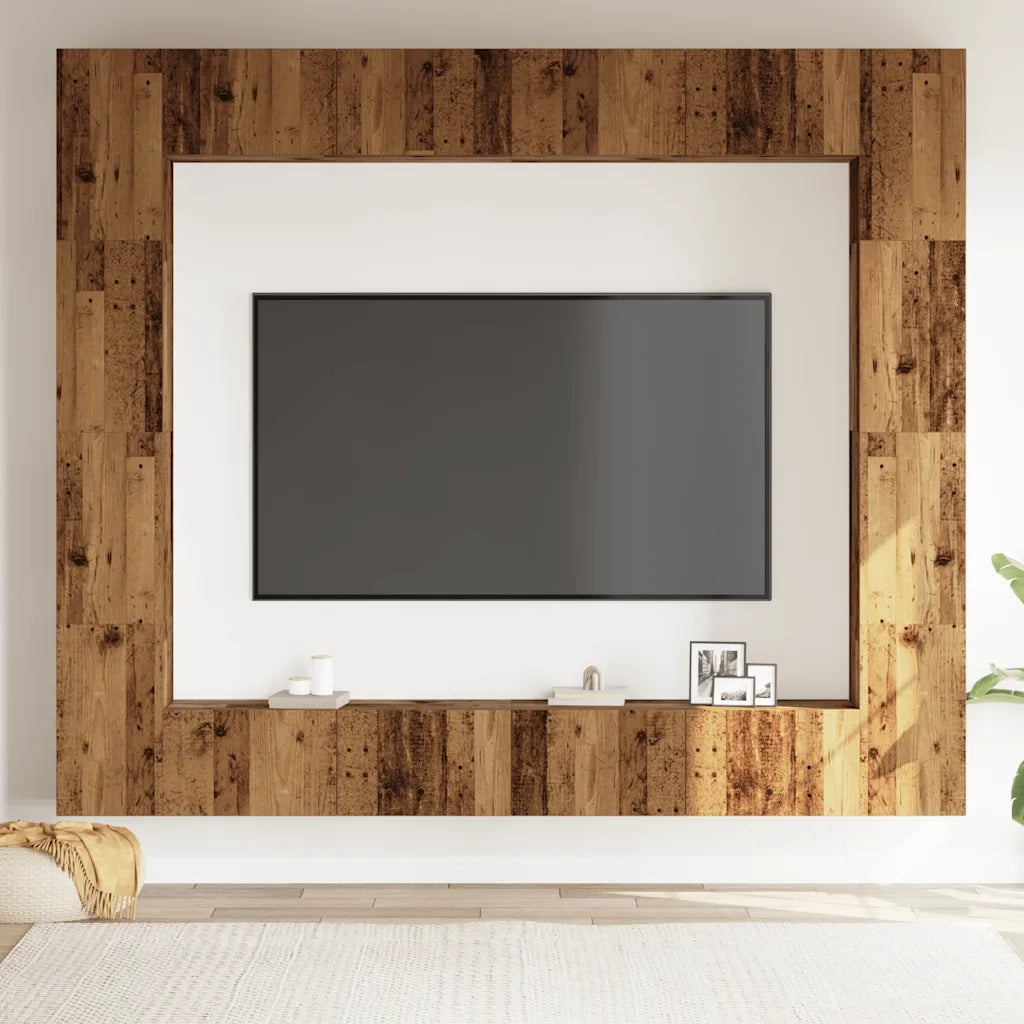 Set Mobile TV 8 pz Montato a Parete Legno Antico in Truciolato 3328955