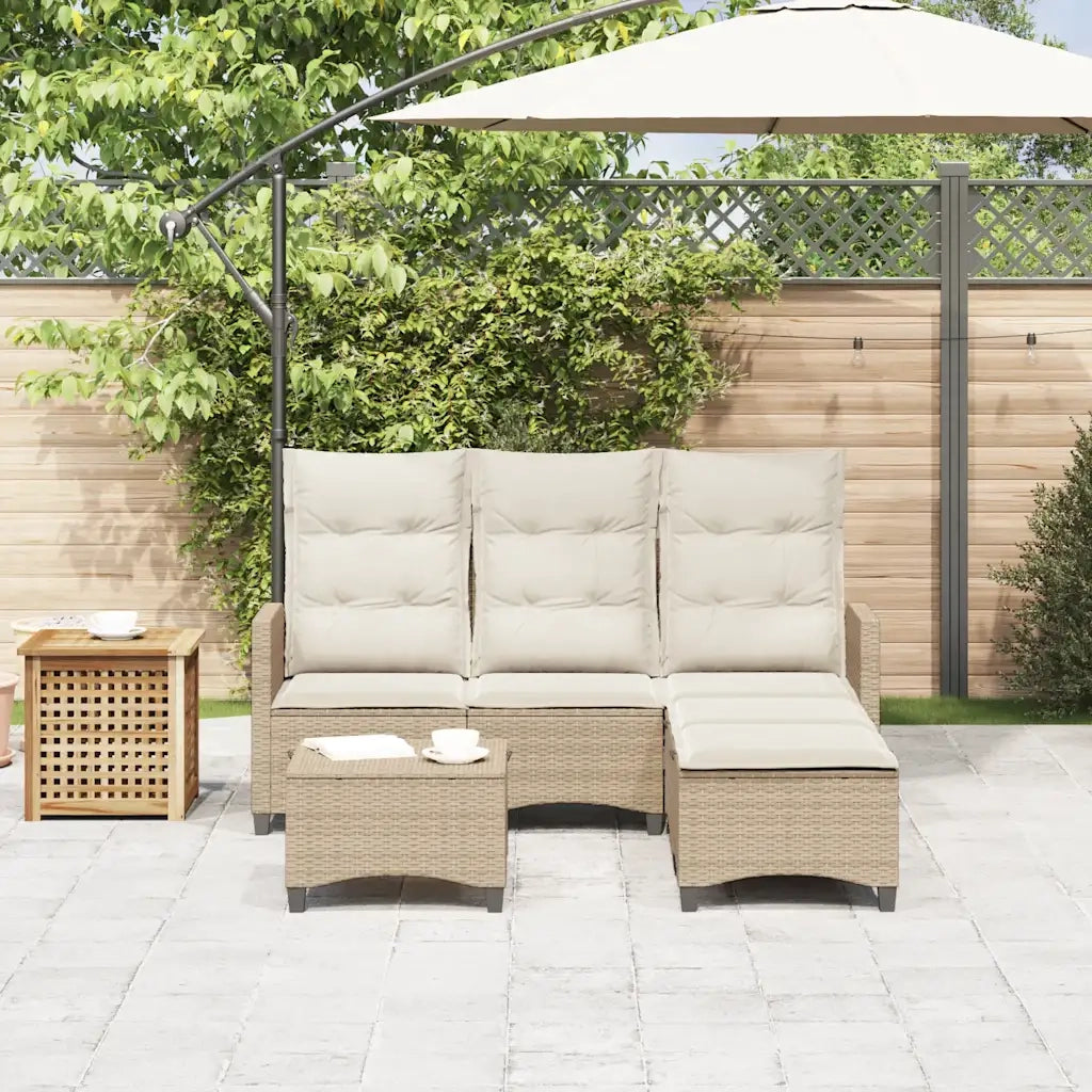 Set Divano da Giardino 3 pz con Cuscini a L Beige in Polyrattan 3328642