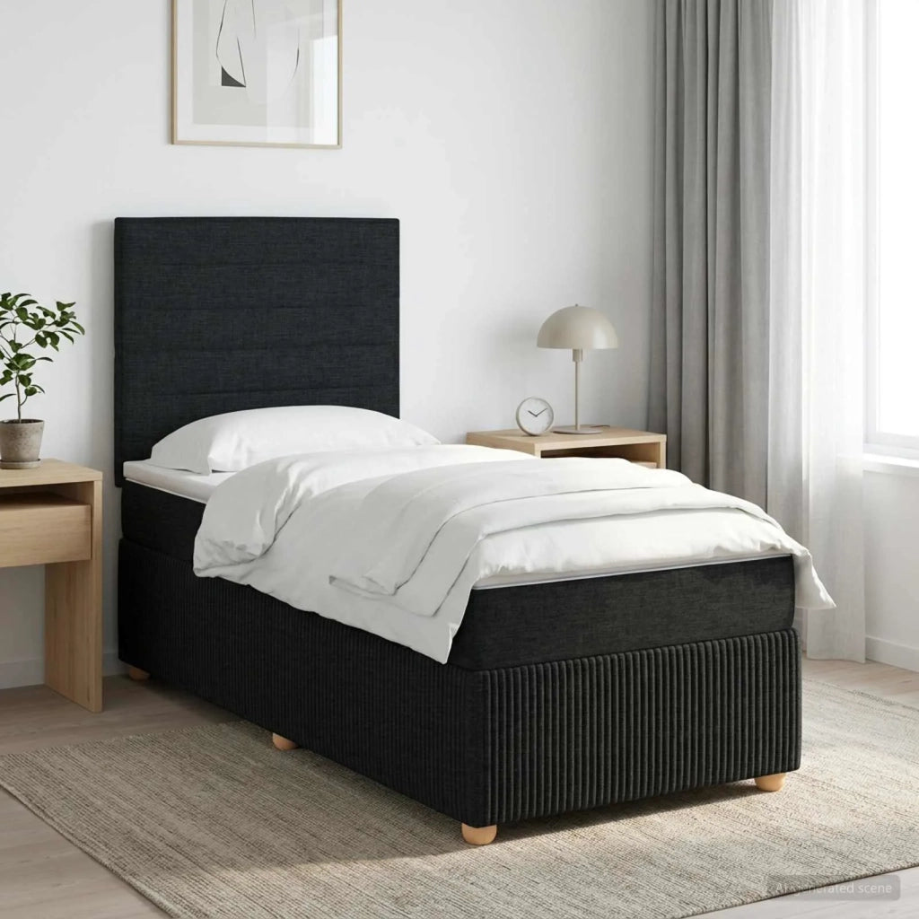 Letto box spring con materasso Nero 100 x 200 cm Tessuto 3454321
