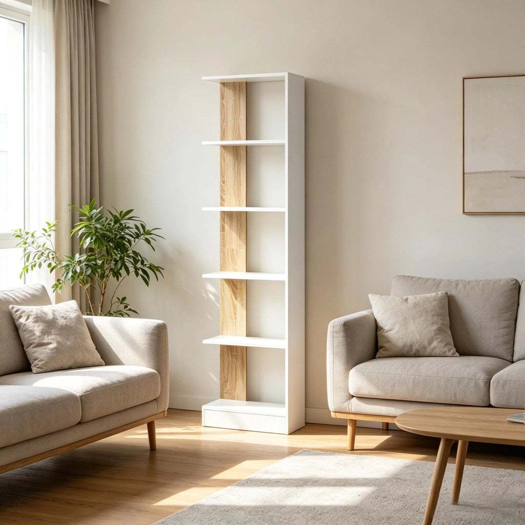 LIBRERIA Aperta 45x21x170 cm Effetto Quercia e Bianco