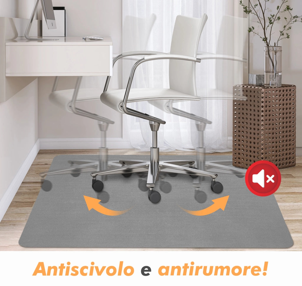 Tappeto Per Sedia Da Ufficio 95 x 120 Cm Antigraffio Per Sedie Da Scrivania Per Pavimenti In Legno o Piastrelle Salvapavimento Protettivo Sedute Con Ruote Rotelle Lavoro Gaming  - Grigio - 95x120 cm