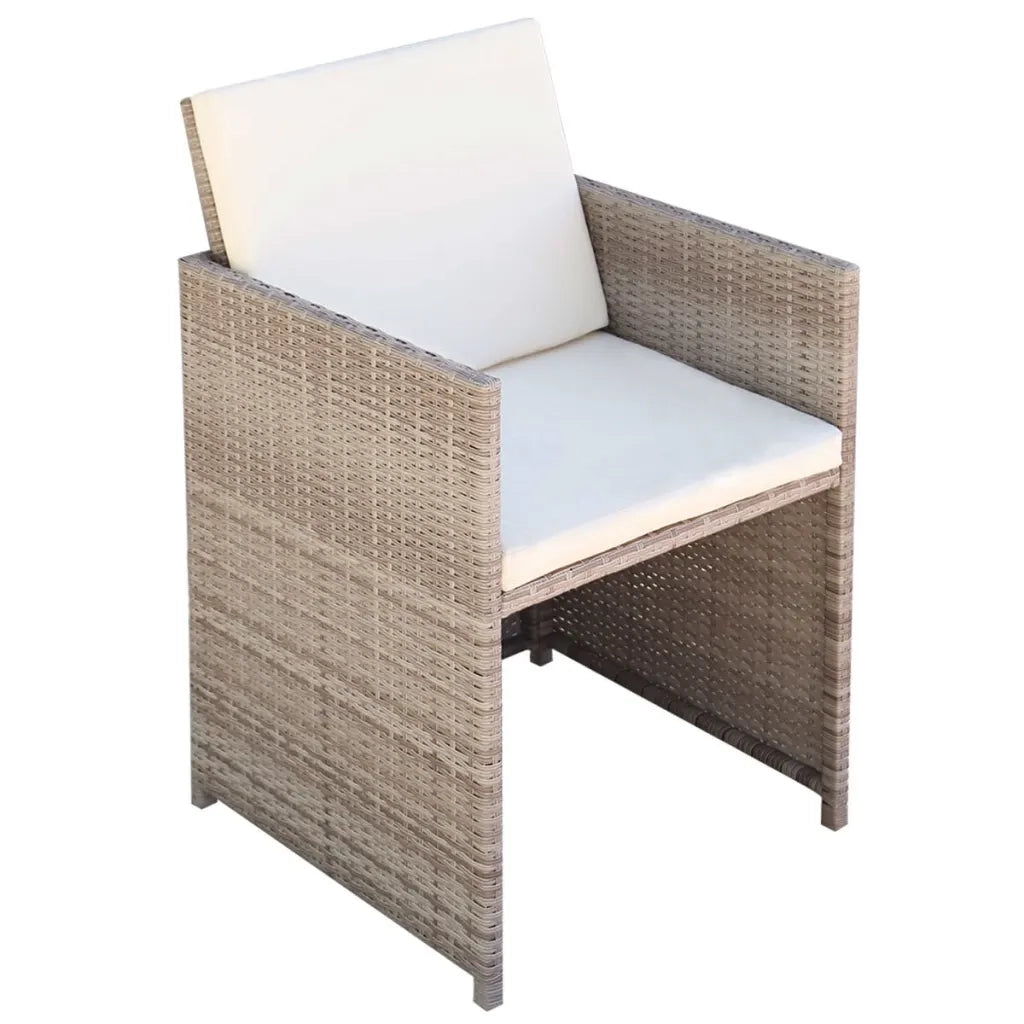 Set da Pranzo da Giardino 5 pz con Cuscini in Polyrattan Beige 42555