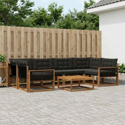 Set di divani da esterno con cuscino 7 pcs Naturale e Nero
