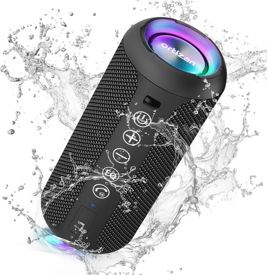 Bluetooth portatile con luce LED colorata, mini cassa acustica idroresistente con suono surround 360° e chiamata in modalità handsfree