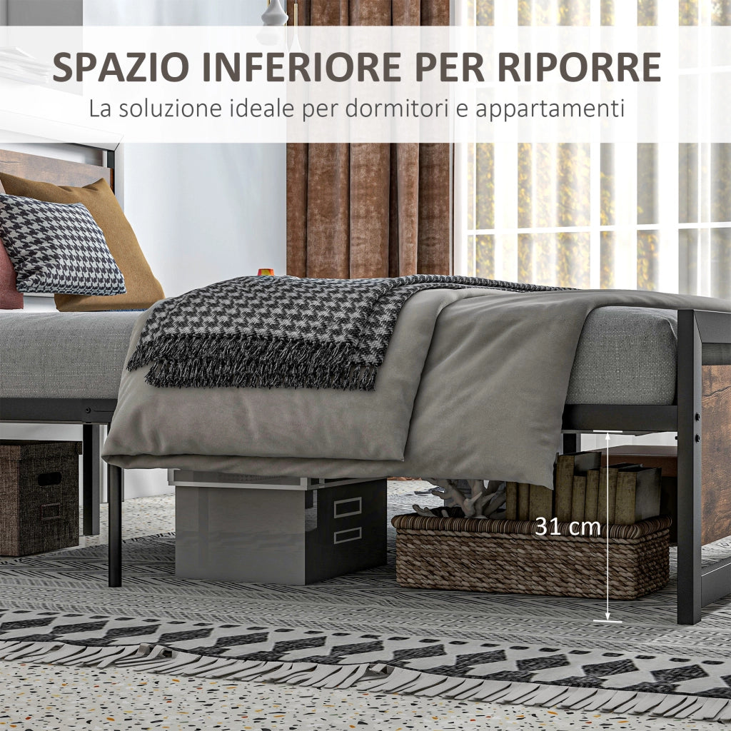 Letto Matrimoniale Struttura in Legno e Acciaio con Doghe ¨C Zephmum ¨C 160x200