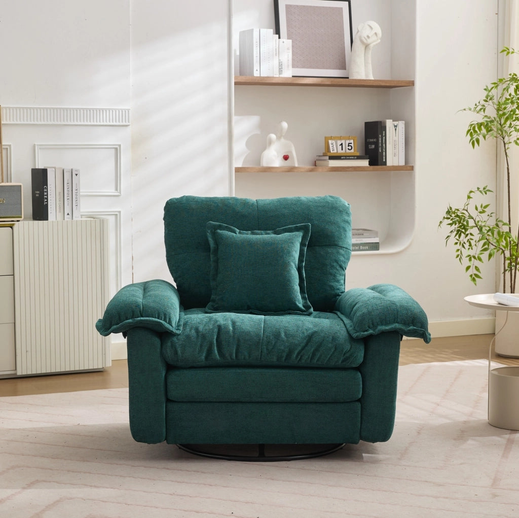 Poltrona girevole 360 gradi verde imbottita con cuscino di supporto