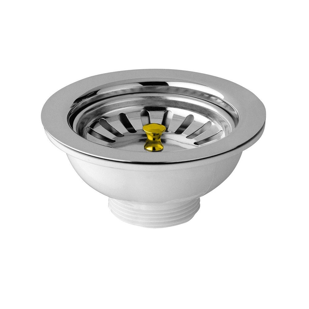Trade Shop - Piletta Basket Per Lavello Cucina Foro Mm 90 Scarico 1.1/2" Con Tappo A Cestello -