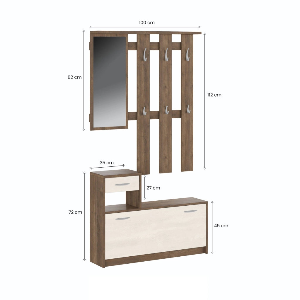 Garolfo, Mobile da Ingresso Specchio Incluso, 25.5x100x190h cm Bianco