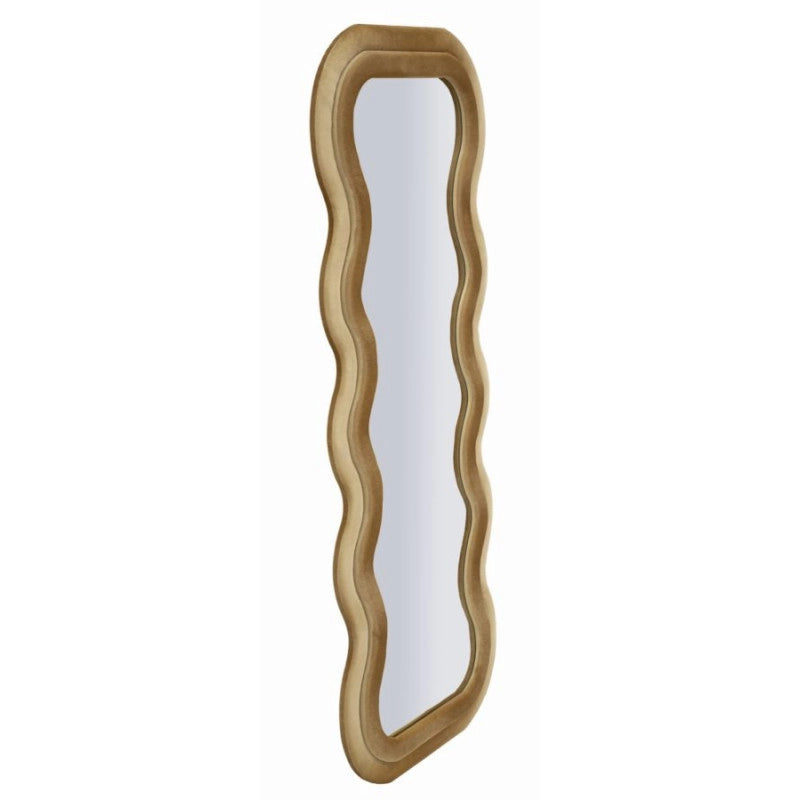 Specchio Da Muro Emily Velluto Oro cm 60x6x160 (misura Specchio cm 42x144)
