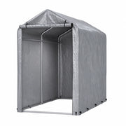Garage Bici 100x187x160 cm Grigio con Telo PE 170 g/m² Impermeabile, Telaio Zincato e Doppia Cerniera