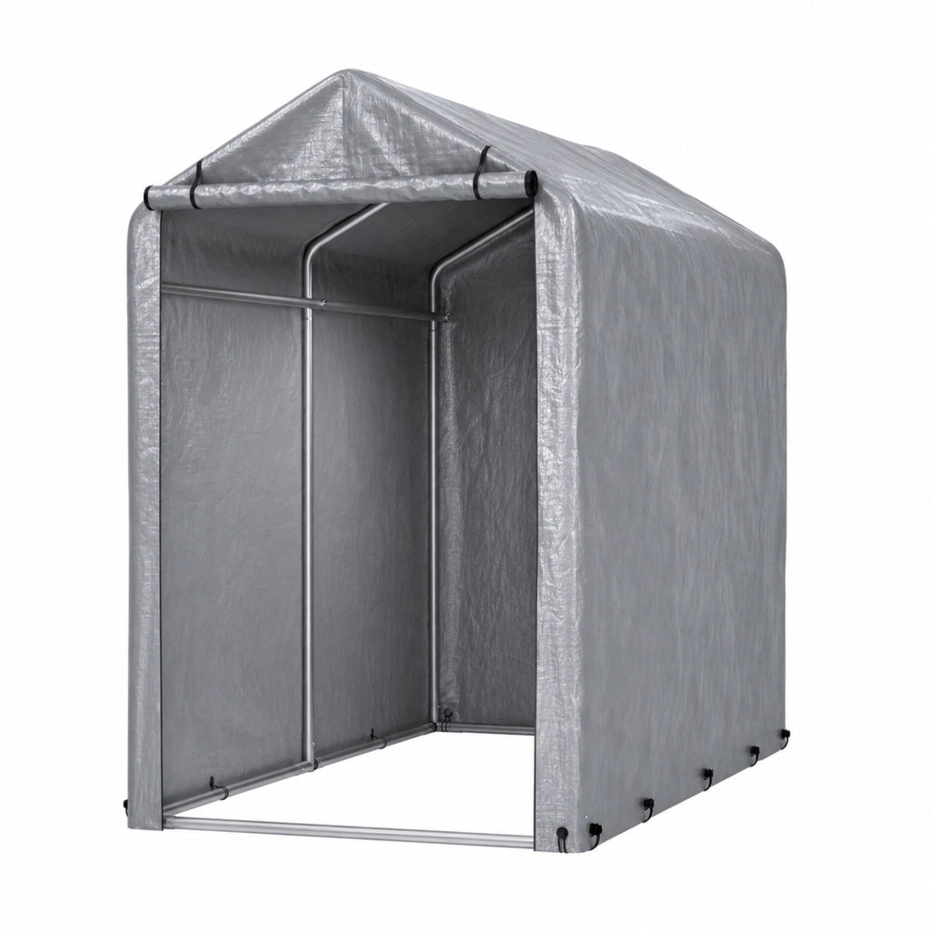 Garage Bici 100x187x160 cm Grigio con Telo PE 170 g/m² Impermeabile, Telaio Zincato e Doppia Cerniera