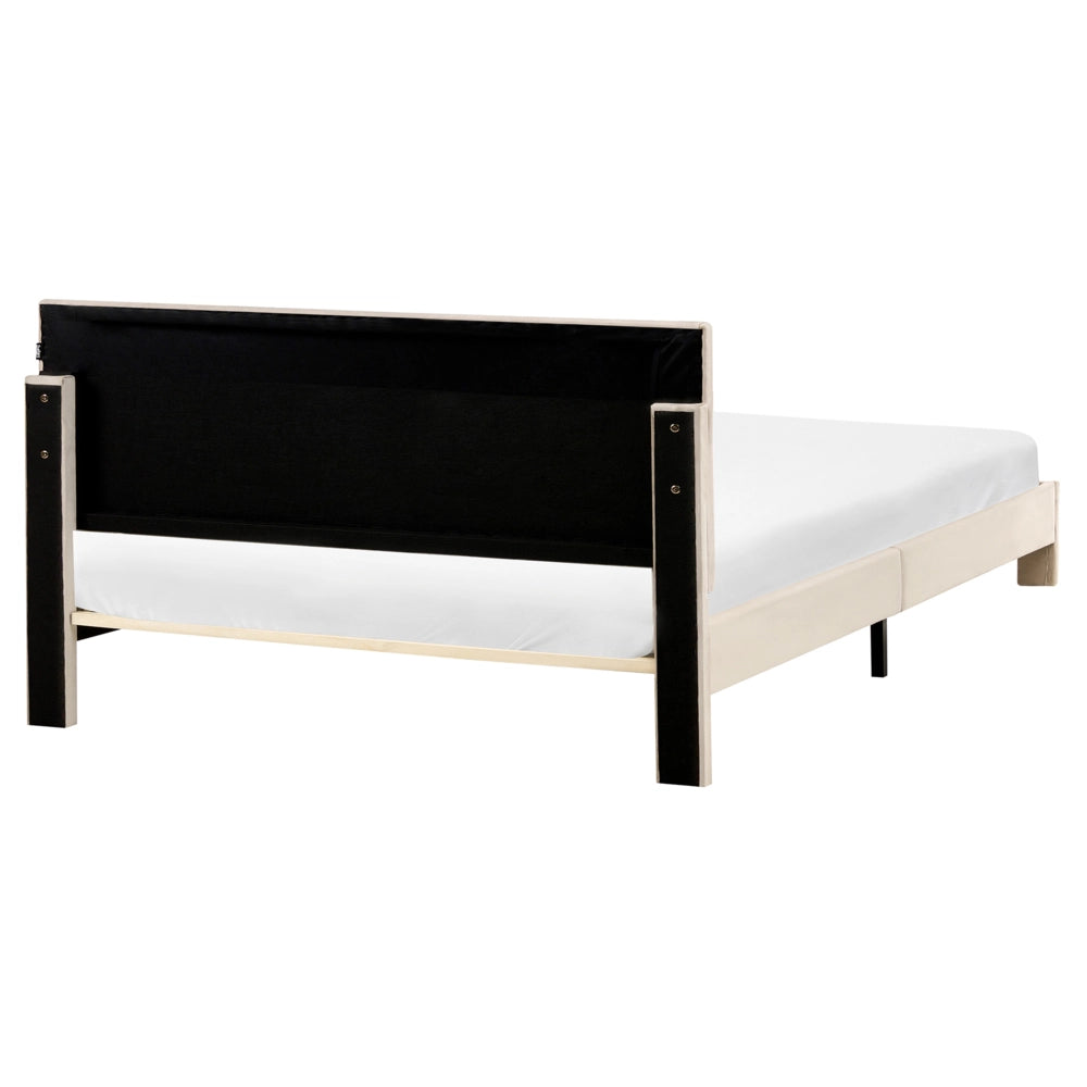 Letto matrimoniale 160 x 200 cm Beige Rivestimento in velluto 4ft con cassetti Testiera Base a doghe Moderno