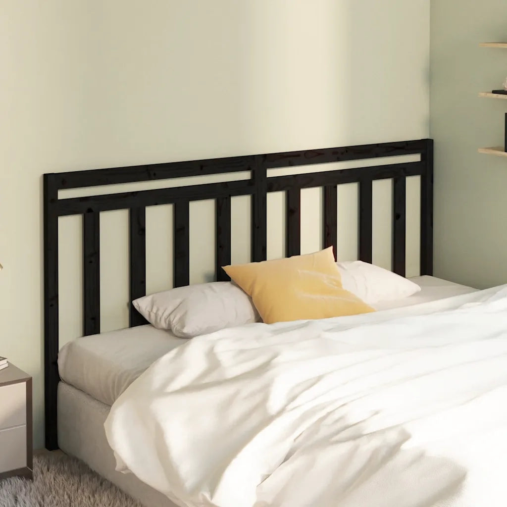 Testiera | Testata per Letto Nera 206x4x100 cm in Legno Massello di Pino