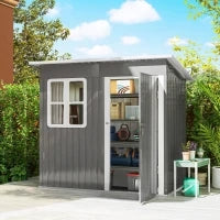 Casetta da Giardino in Acciaio con Porta con Blocco, Finestra e Prese d'Aria, 2.2 x 1.3 m, Grigio