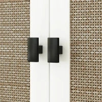 Mobile sopra Inodoro con 2 Porte con Frontale di Rattan Vano e Ripiano Regolabile 60x19,5x160 cm Bianco