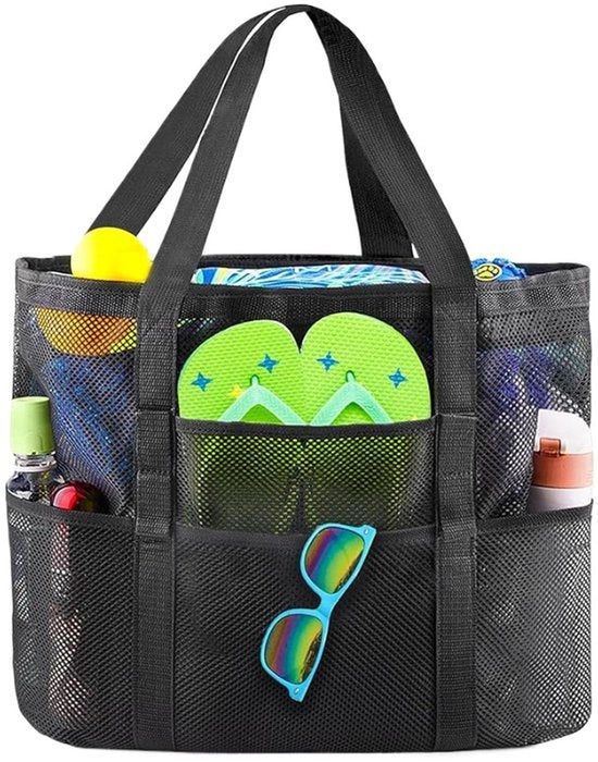 Borsa da Spiaggia Grande con Capacità di Stoccaggio - Tessuto Mesh - Capacità di Stoccaggio Ampia - per Asciugamani da Bagno - Materiale Nylon - 42x20x39cm
