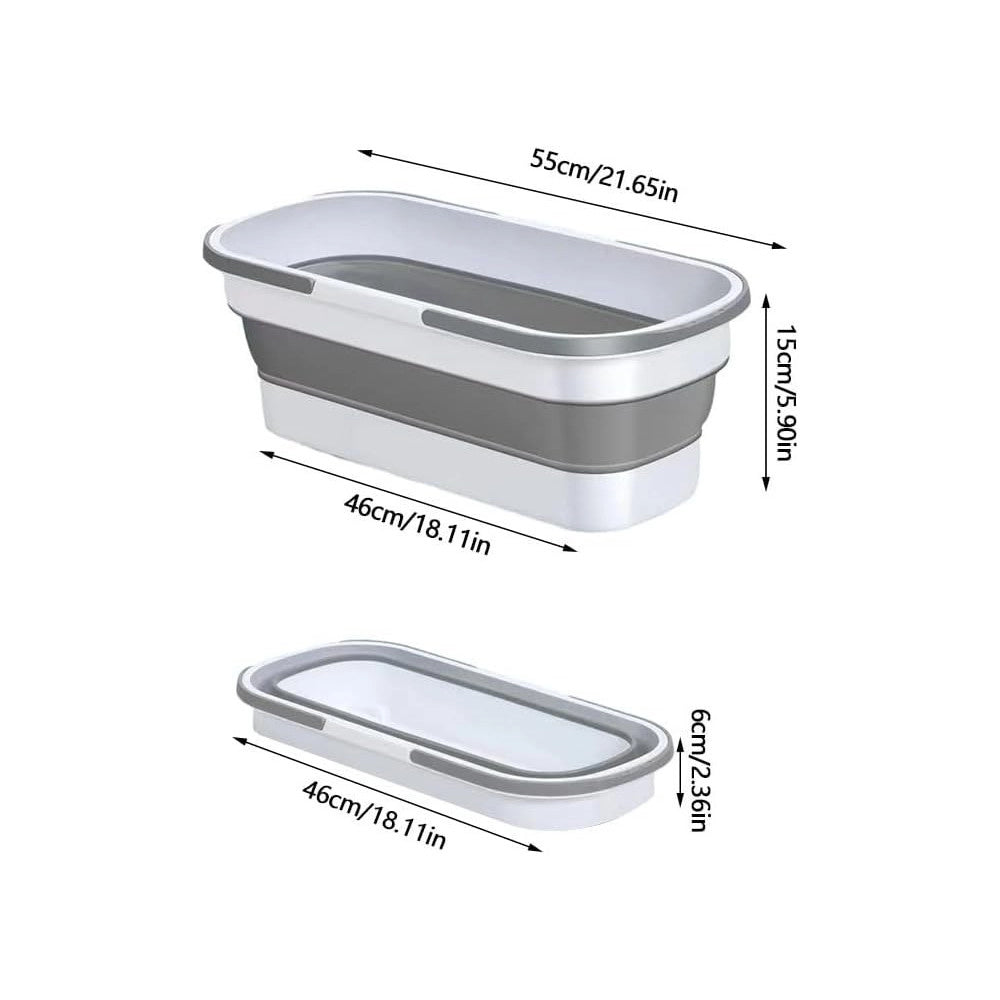 Trade Shop - Secchio Bacinella Pieghevole Richiudibile Salvaspazio Cestino Rettangolare 46cm -