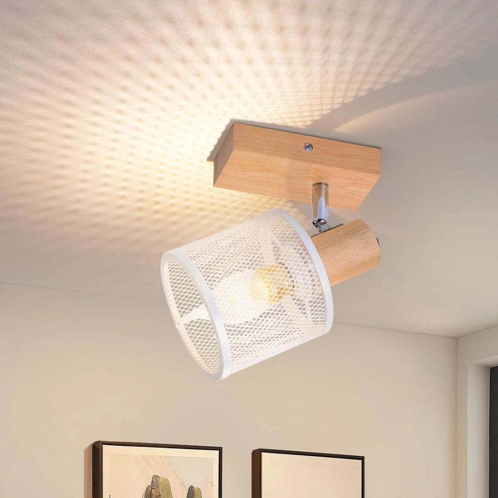 ZMH Faretto da soffitto 1 luce orientabile 350° aspetto legno per soggiorno
