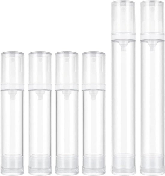 Set di pompe per skincare senza aria - 6 pezzi - 10 ml e 15 ml - Adatto per cosmetici e lozioni - Ideale per viaggi.