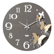 Orologio da parete particolare Butterfly Flowers piccolo Fango e oro laccato