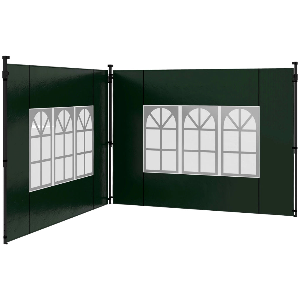 Set 2 Pezzi Pannelli Laterali con Finestra per Gazebo 3x3 3x6 ¨C Zephmum ¨C Verde Scuro Impermeabile