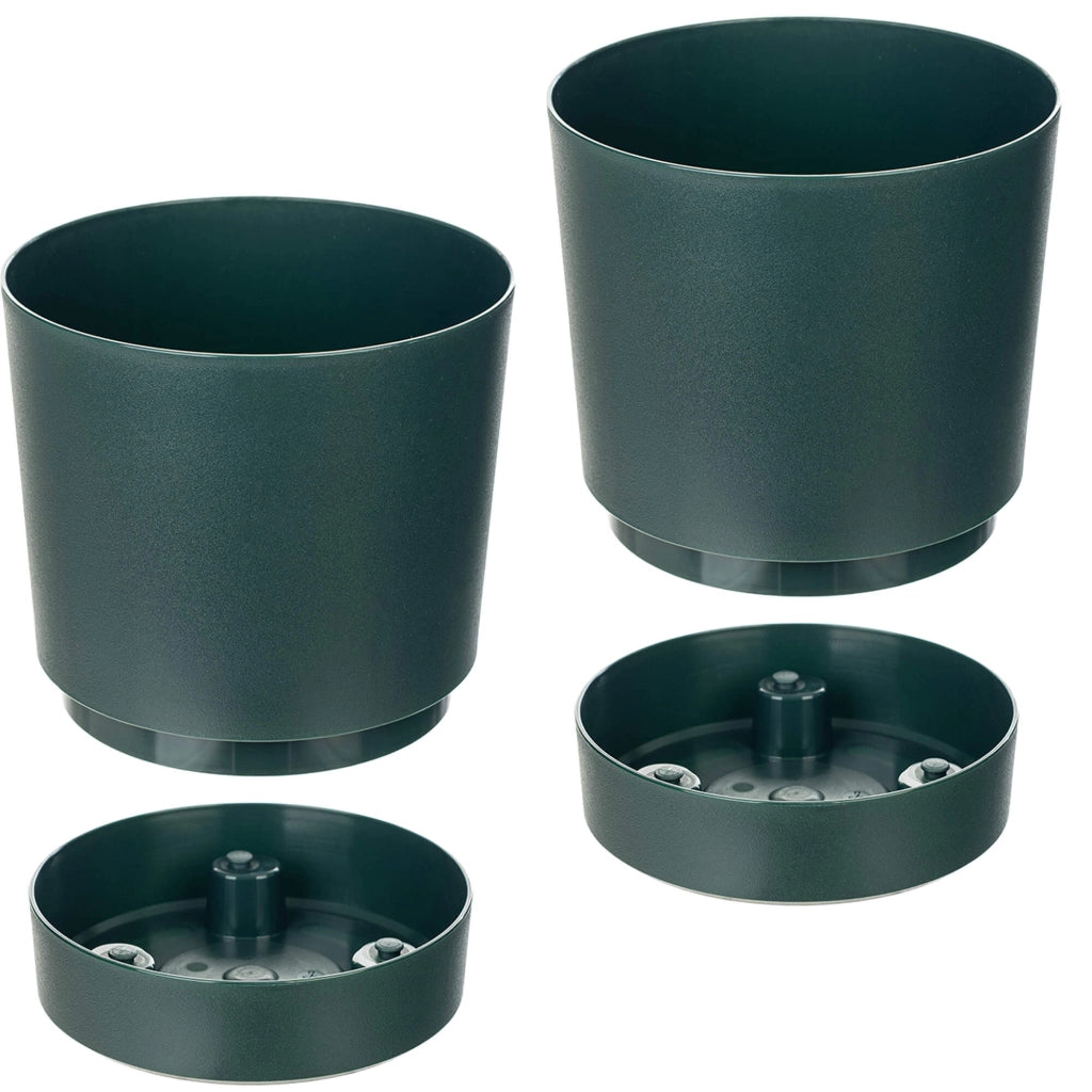 Vaso da fiori KADAX con coprivaso e sottovaso, rotondo, 20 cm, set da 2