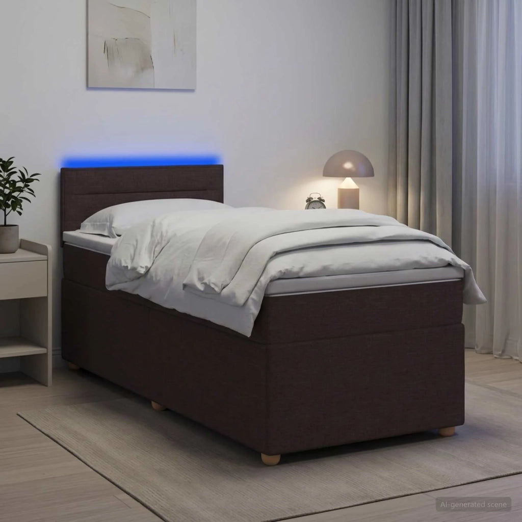 Letto box spring con materasso Marrone Scuro 80 x 200 cm 3452285