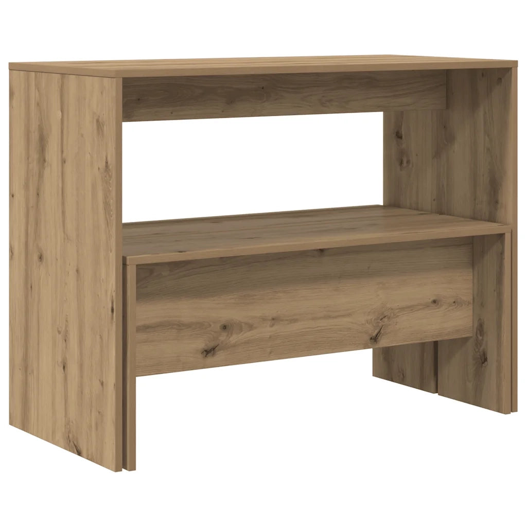 Set Tavolo da Pranzo e Panche 3pz Rovere Artigianale Truciolato 855539