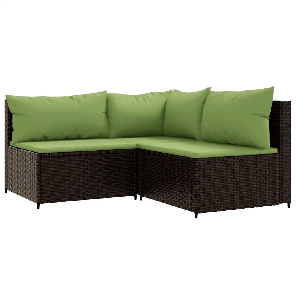 Set Mobili da Giardino 4 pz con Cuscini in Polyrattan Marrone CFW4397200