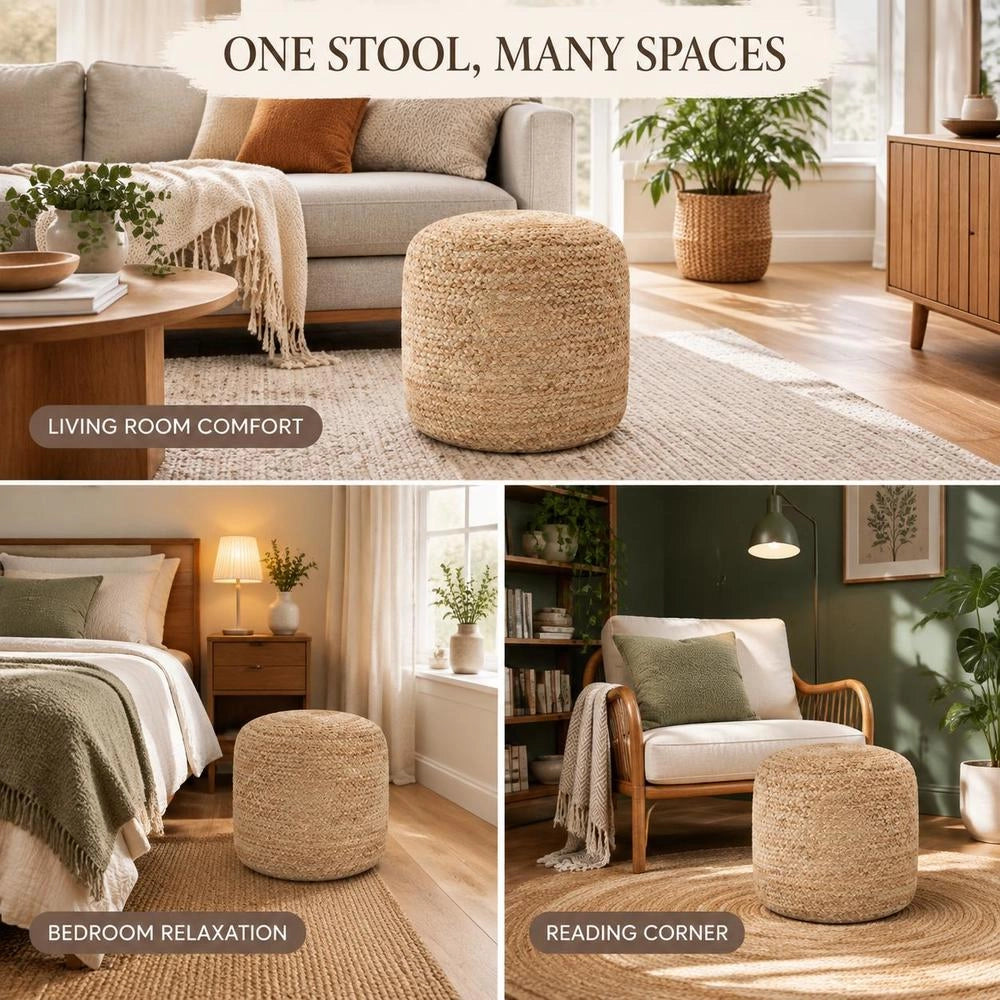 Handmade Jute Pouf, 40 X 45 Cm