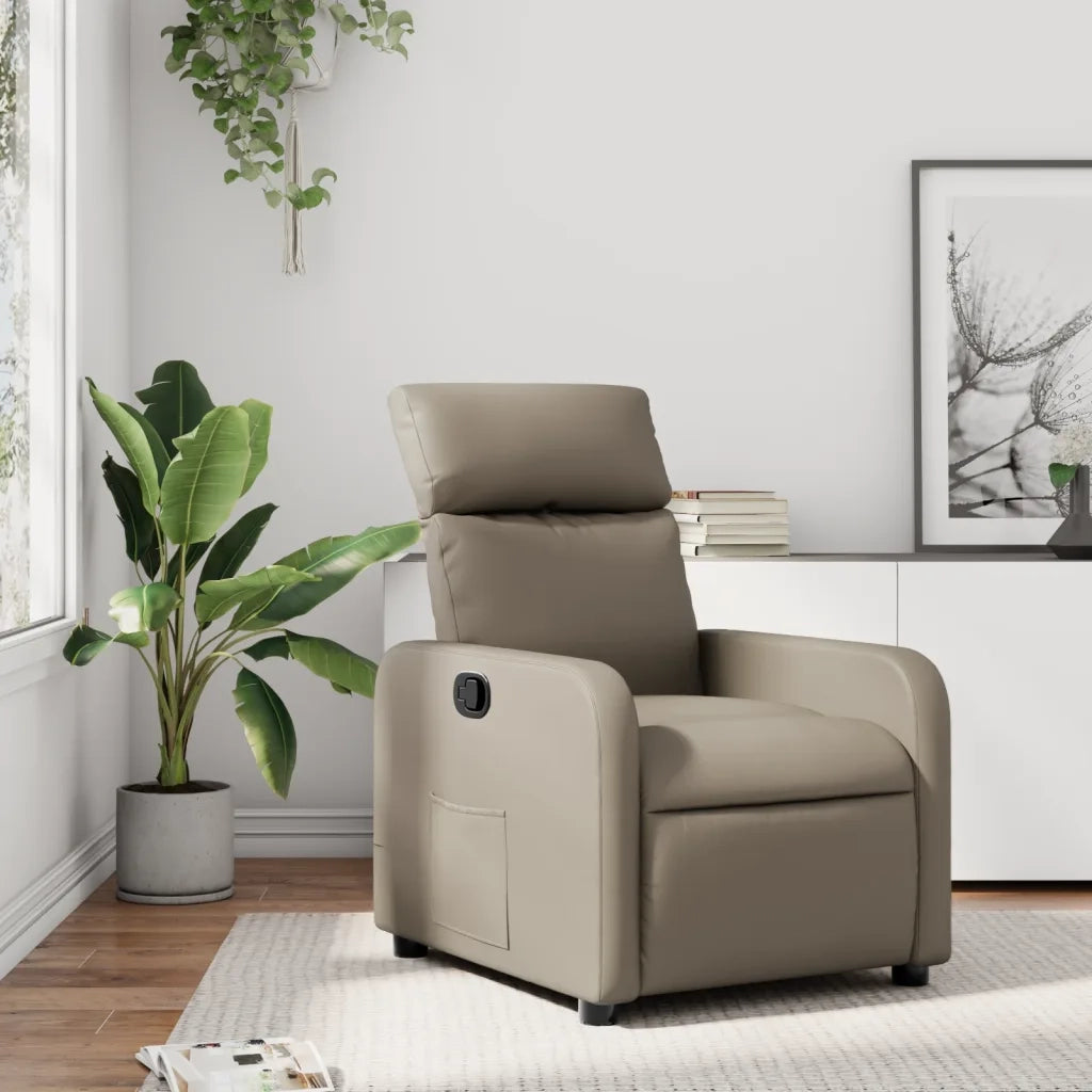 Poltrona | Sedia Relax Reclinabile Cappuccino in Similpelle