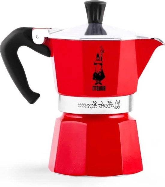 L'Iconica Macchina per Espresso a Fonti di Calore - Caffè Italiano Autentico - 1 Caffè Moka Percolatore (60 ml) Alluminio Rosso