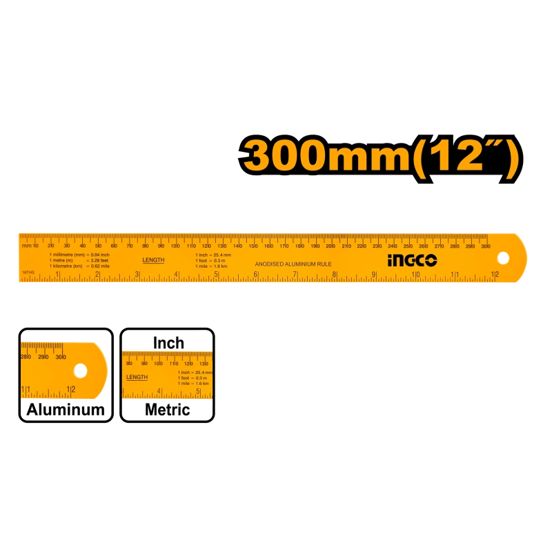 RIGHELLO 30 CM IN ALLUMINIO