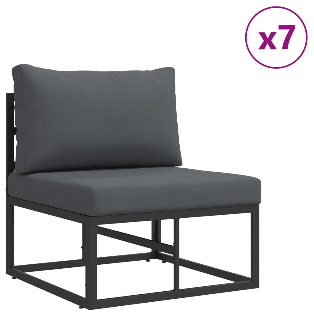 Set Divano da Giardino con cuscino 10 pcs Nero Alluminio