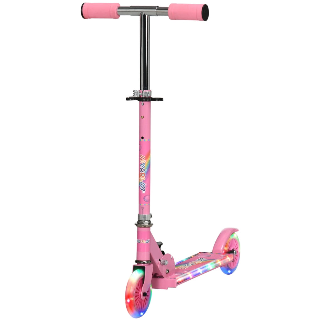 Patinete Pieghevole Bambini con Luci e Musica ¨C zephmum ¨C 67x32x65-78cm Rosa