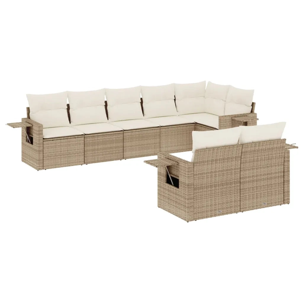Set Divano da Giardino 8 pz con Cuscini Beige in Polyrattan 3220417